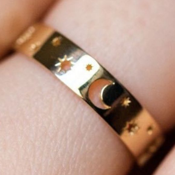 Jewelry - 💛 14K Gold Plated Sun Moon Star Unique Wedding Ring, MLNN1222
